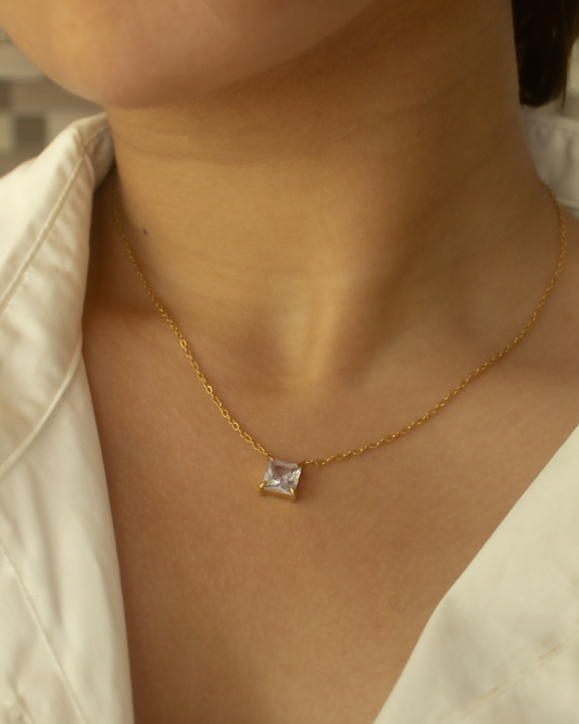 Dainty Square diamond necklace