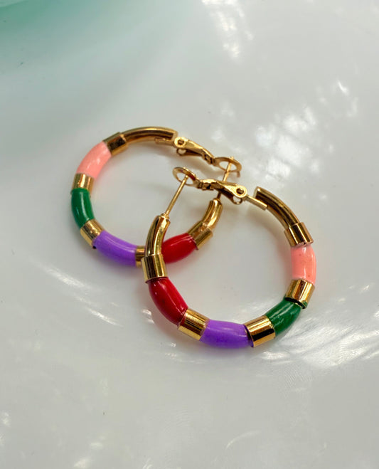 Enamel Multi-colour Hoops