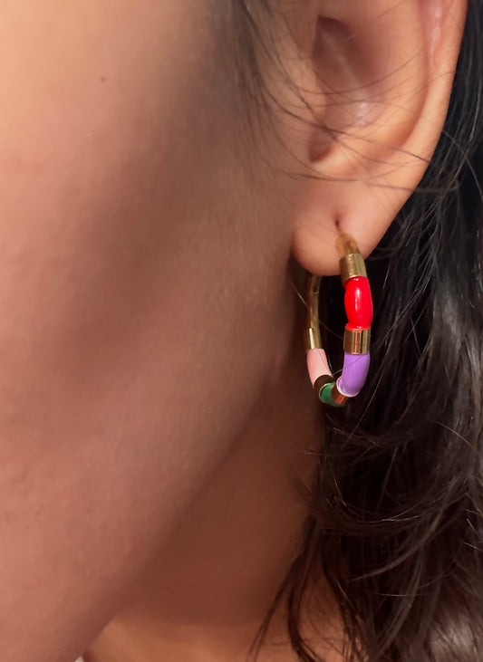 Enamel Multi-colour Hoops
